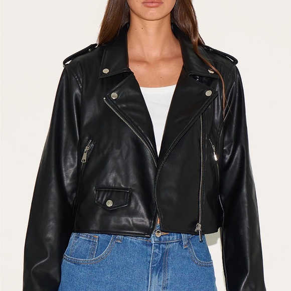 PLT Black Leather Jacket - Picture 1 of 5